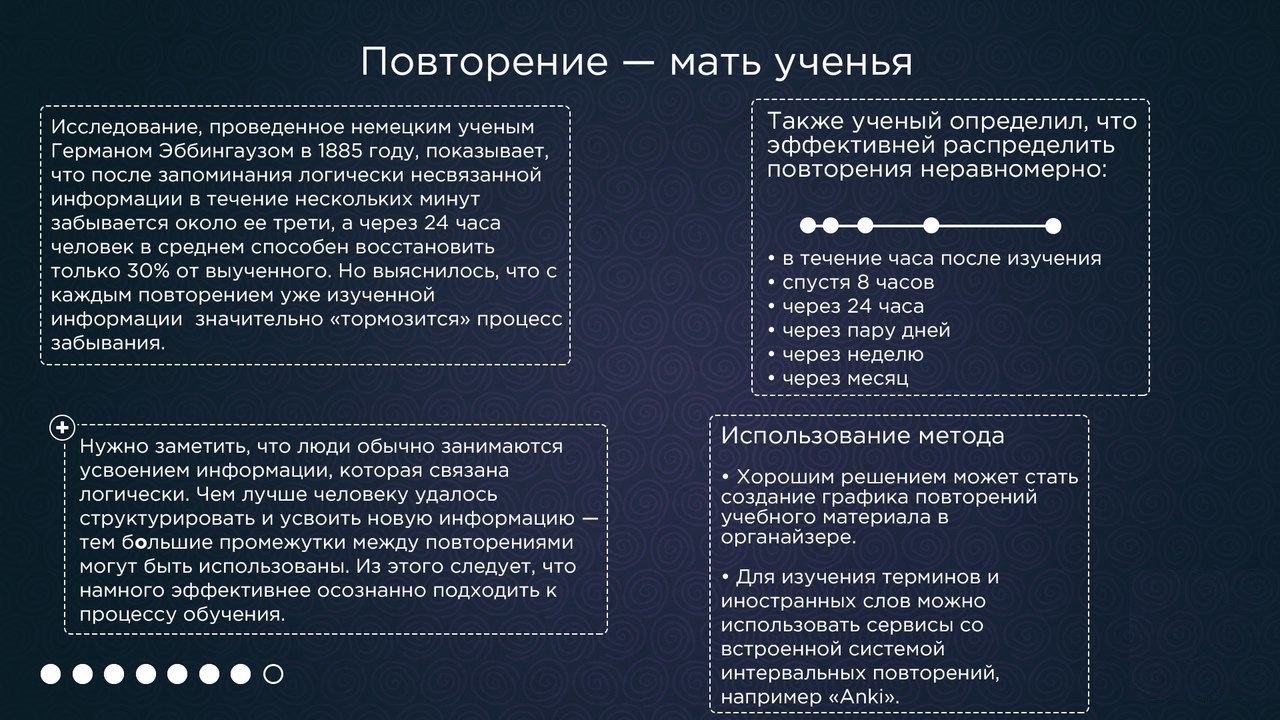 Схема повторения для запоминания