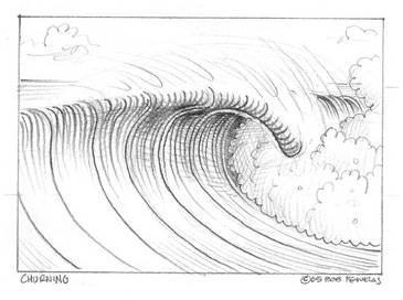 Как нарисовать цунами карандашом