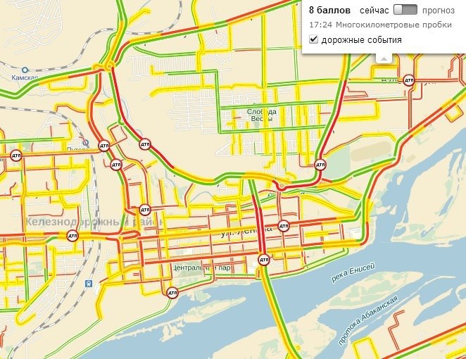 Пробки в красноярске сейчас онлайн карта смотреть