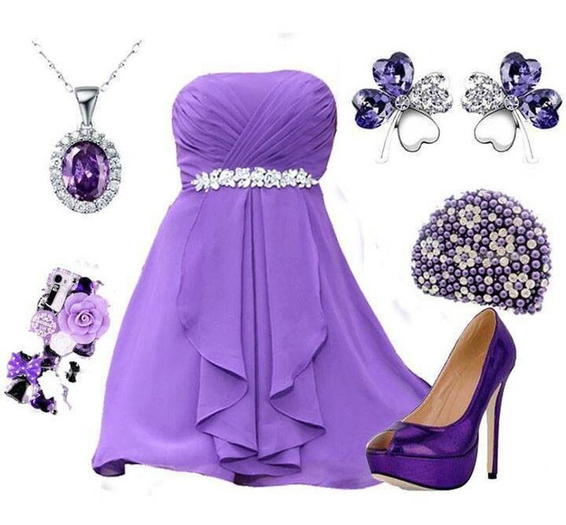 Платье фиолетового цвета с чем носить