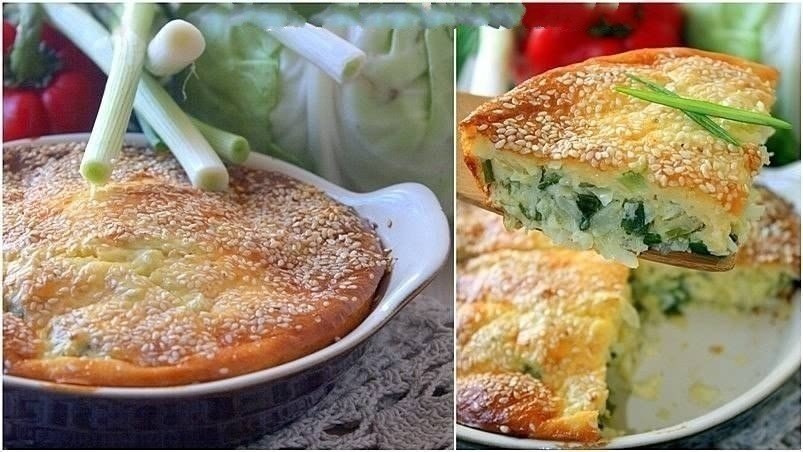 Пирог с молодой капустой и кунжутом