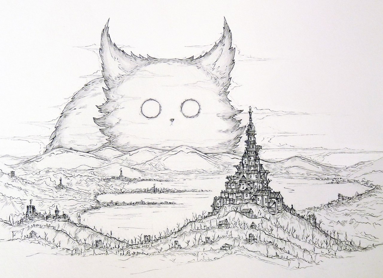Кот арт карандашом