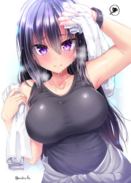Anime busty wife outdoor