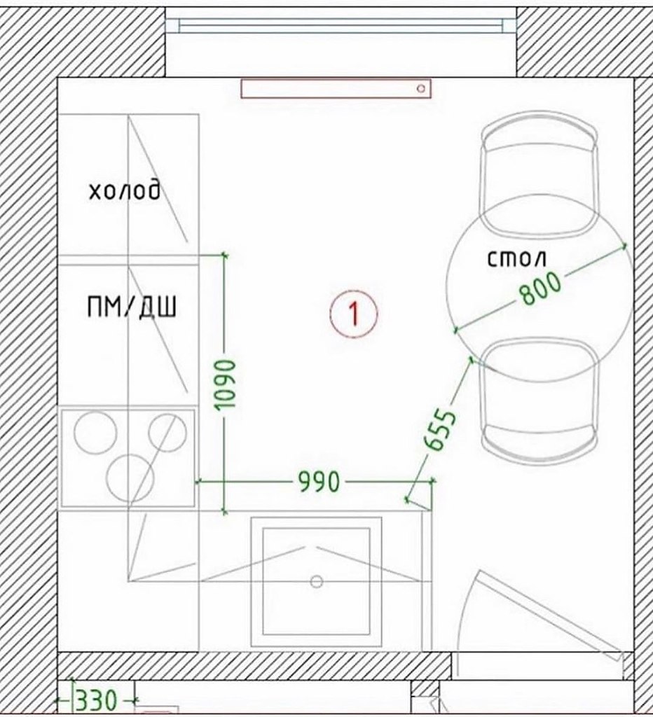 План кухни в хрущевке 6 кв м