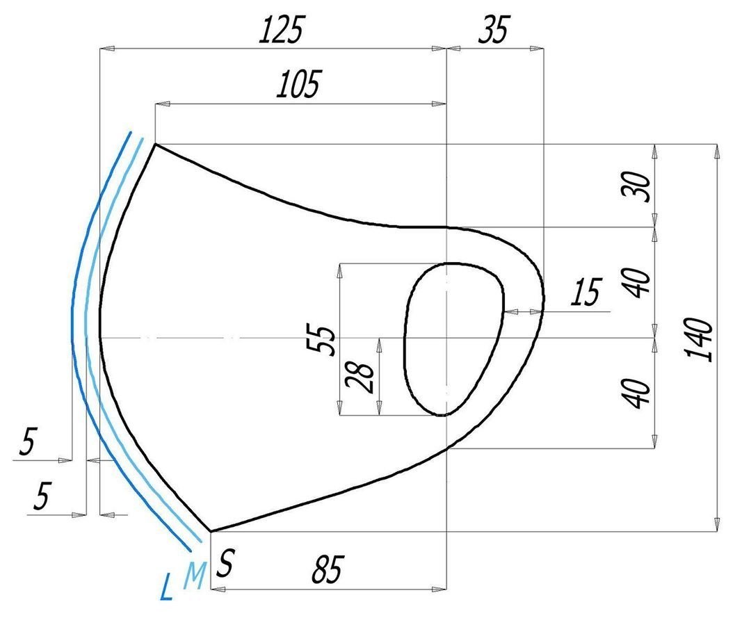 Выкройка маски. Лекало маски. Чертеж защитной маски. Пошив масок чертежи.
