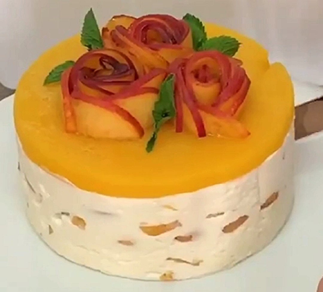 Украшение торта консервированные и персиками дорожка
