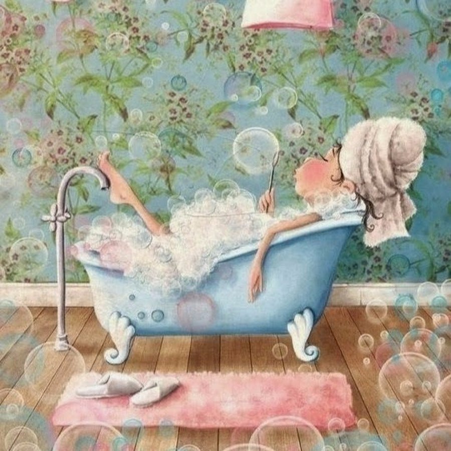 Девушка в ванной рисунок