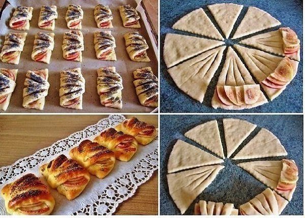 Конвертики с яблоками из творожного теста.Этот рецепт для меня - находка! Тесто:Творог — 150 г.Сахар ...