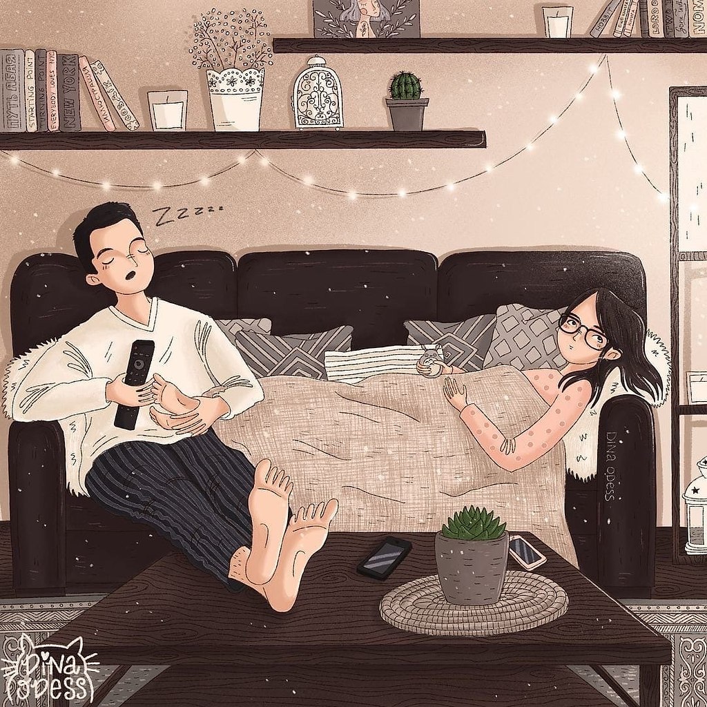 Иллюстрации мужчина и женщина уютные