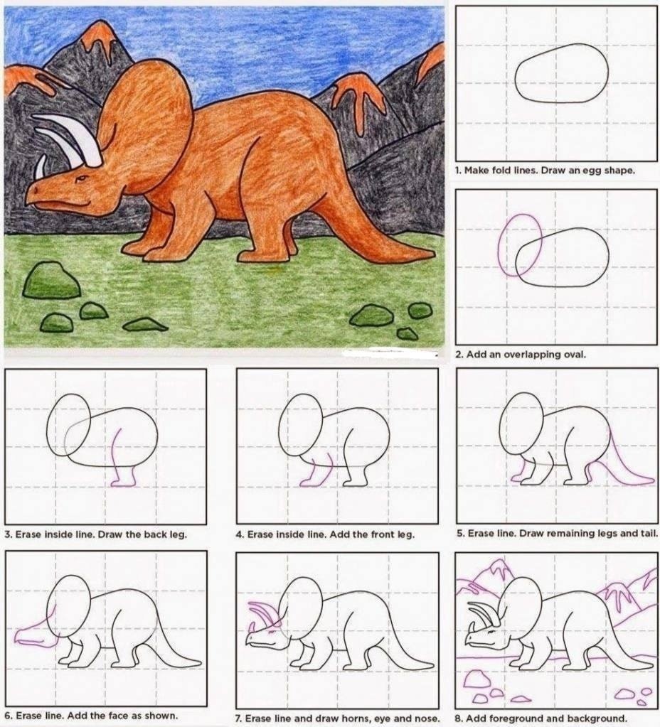 Как нарисовать динозавра для детей