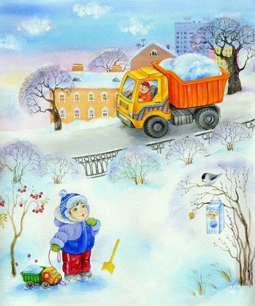 Снегоуборочная машина картина для детей