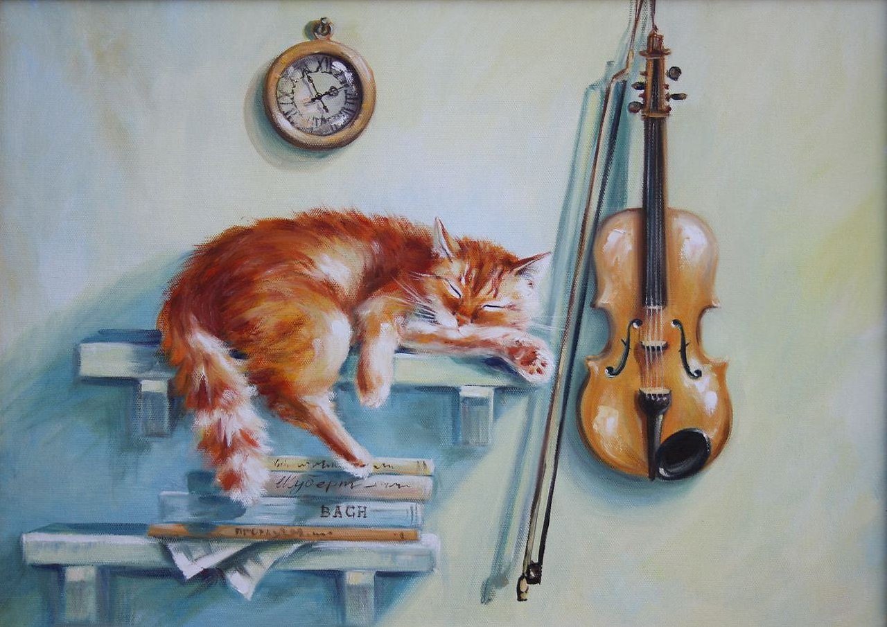 Кошка со скрипкой