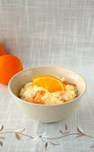 Рисовая каша с курагой и апельсиновым соком.На 100 г 100 ккал1 стакан риса2 стакана воды1 стакан ...