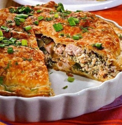 Быстрый куриный пирог.Приготовление:Смесь замороженных овощей (кукуруза, горошек, паприка, ...