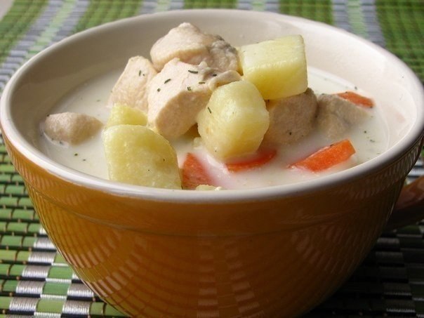 Сырный суп с курицей (40ккал на 100гр).400 гр куриного филе2 картофелины1 крупная морковь180 гр ...