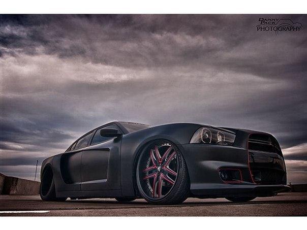 Bagged Matte Black Widebody Dodge Charger R/T On Forgiato Wheels. - 5