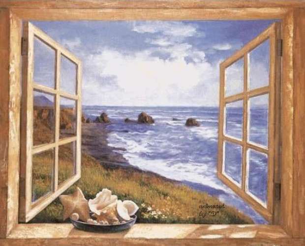 Открытая картина. Картина вид из окна на море. У окна. Красивый вид из окна рисунок. Море за окном.