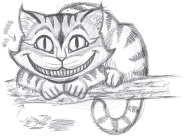 Простые рисунки карандашом Чеширского кота для рисования