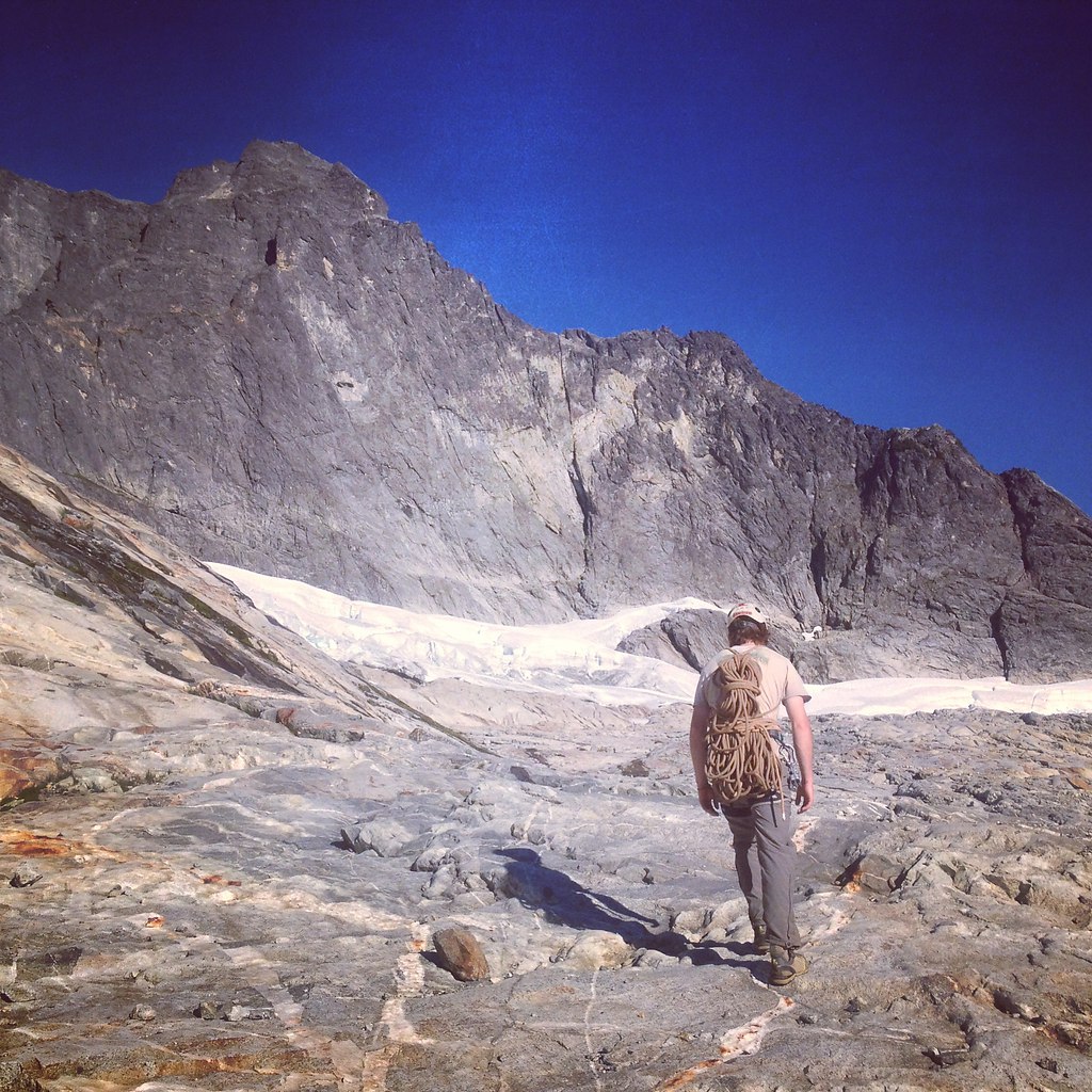 Approaching the NE Ridge of Mt. Triumph in the North Cascades this fall.