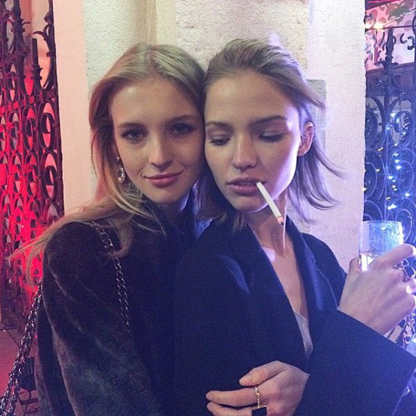 beautiful women right in front of me!!! @lofficielrussia dinner Sasha Luss and Nastya Sten