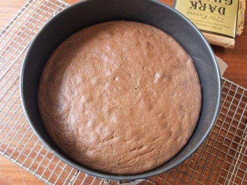 Шоколадный бисквит.Вам потребуется:Яйца куриные — 4 штМука — 100 гКакао — 50 гСахар — 200 гМасло ... - 2