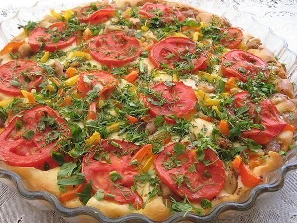Открытый пирог с курицей и болгарским перцем! Ингредиенты: 3 яйца, по 2-3 ложки майонеза и сметаны ... - 6