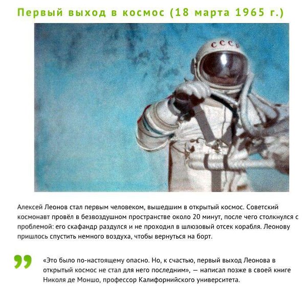 10 самых запомнившихся выходов в открытый космос.