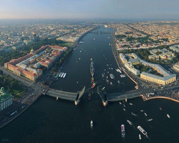 Вид сверху на Санкт-Петербург, Россия