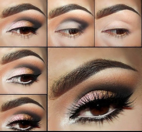 Smoky eyes.Классика (черный, темно-серый, светлый беж) идеален для серых и серо-голубых глаз при ...