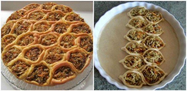 Пирог мясной "Соты" Ингредиенты на тесто: Теплая вода — 300 мл Дрожжи сухие — 7 г Майонез ...