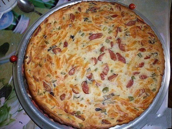 Пирог к завтраку.Ингредиенты:- 2 яйца- 1/2 чайной ложки соли- 1/2 чайной ложки соли разрыхлителя- 1 ...