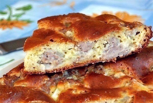 Пирог с мясом «Легче не бывает».Лучшего теста для наливных пирогов я нигде не встречала.Основное его ...
