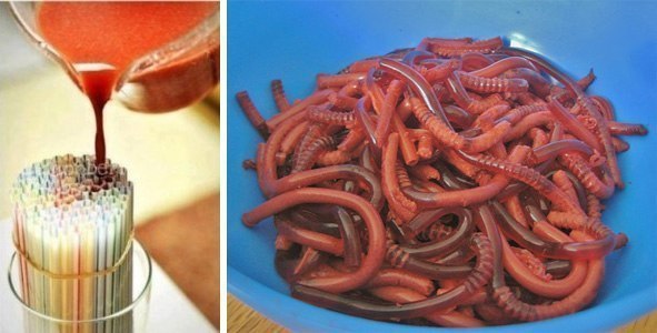 Как приготовить жуткий десерт. Черви из желе. Для приготовления подобных «червячков» нужны лишь ...
