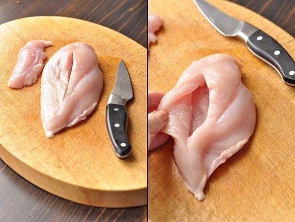 КУРИНЫЕ ГРУДКИ ФАРШИРОВАННЫЕ ГРЕЧКОЙ И ШАМПИНЬОНАМИ.Вам потребуется:- Куриное филе - 4 шт.,- Гречка ... - 2