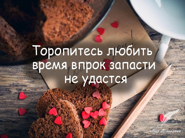 Торопитесь любить, время впрок запасти не удастся, торопитесь друг друга беречь, ведь потерь не ...
