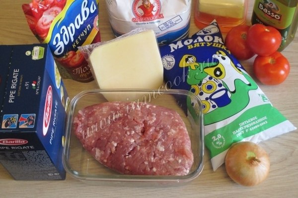 Лазанья из макарон. Ингредиенты: Макароны - 250-300 грамм; Мясной фарш - 500 грамм; Лук - 1-2 ... - 2