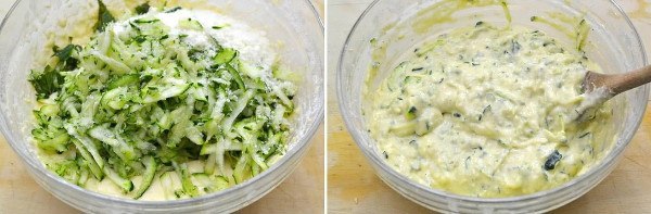 Оладьи с кабачками и сыром. Вкуснейшие оладьи на молоке с добавлением в тесто измельченных листьев ... - 6