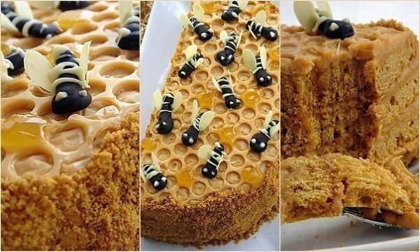 Торт "Пчелка" Ингредиенты: мука — 2-2,5 ст.- 250 гр. яйцо — 3 шт. масло — 75 гр. сахар — 1 ...