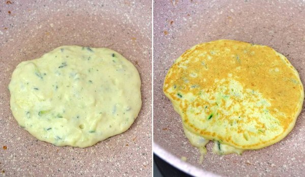 Оладьи с кабачками и сыром. Вкуснейшие оладьи на молоке с добавлением в тесто измельченных листьев ... - 8