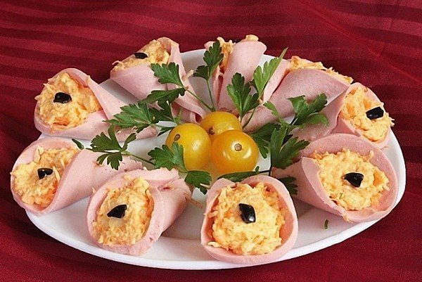 закуска «Колокольчики».100 гр. вареной колбасы или ветчины,50 гр. сыра (можно вместо сыра ... - 2