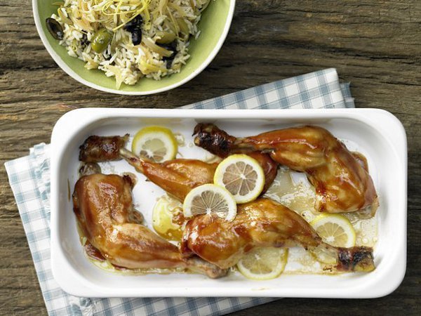 Маринованные куриные ножки.с лимонным рисом2 ст.л. томатной пасты1 ч.л. жидкого медаСоевый соус ...