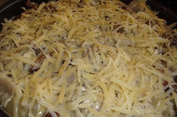 ГРИБНАЯ ЗАПЕКАНКА С КАЛЬМАРАМИ.Ингредиенты:- кальмары очищенные тушки 500г- шампиньоны свежие 500г- ...