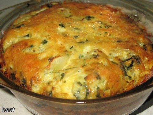 Тарт из кабачков с сыром.Яйцо - 8 штЛук репчатый (красный) - 1 штКабачок (средний) - 1 штСыр твердый ...