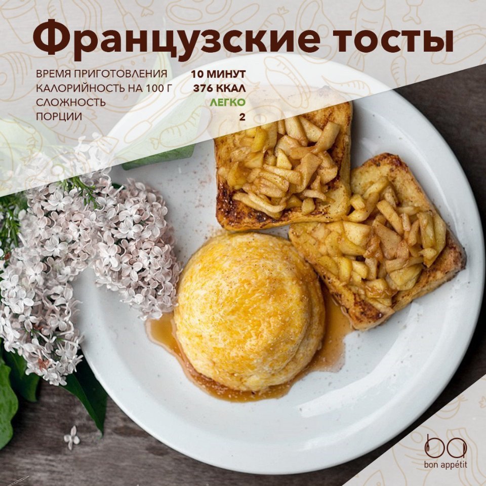 Французские тосты с яблоками.Во Франции такие тосты называют pain perdu («потерянный хлеб») и ...