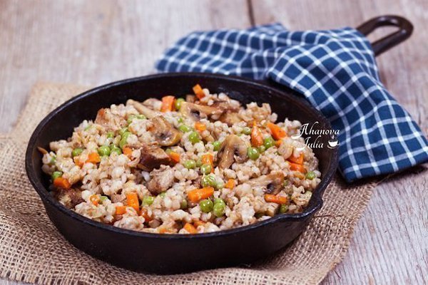 Перловая каша с мясом, грибами и овощами.На днях готовила вкусное и полезное блюдо, блюдо из ... - 4