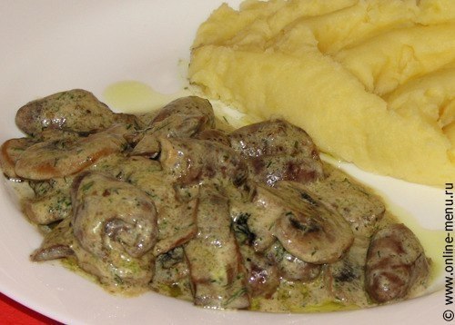 Куриные сердечки с шампиньонами.на 100грамм - 108.59 ккалБ/Ж/У - 10.15/6.56/2.6Ингредиенты:Куриные ...