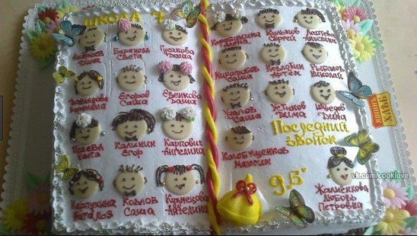 Такой вот тортик учительница подарила классу на последний звонок!