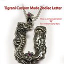 This letters are custom orders that consists of zodiac signs of the individual birth year and birth month. The birth month stone is placed according to design of the letter you wish to create.
the custom letter can be customized to any letter language you choose as is completely custom made.
The Sterling Silver Zodiac Letter is for Armenian letter: &quot;U&quot;, Dragon for the year and Aquarius for the month and Birth 
stone is Amethyst. H=40mm
upon purchase (1st) choose your first letter of yo   Tirani New Zodiak Letters Pendants collection