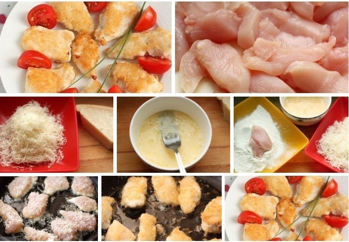 КУРИНЫЕ НАГГЕТСЫ. Вам понадобится: Куриная грудка 400 г Сыр твердых сортов (Пармезан, Грюйер, Грана ...