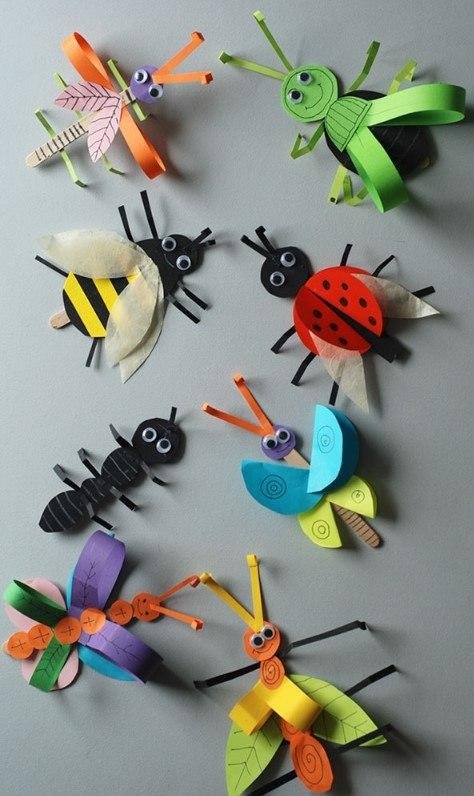 Болтая ножками: Бабочка и гусеница из бумаги | Жучки своими руками, Насекомые, Для детей